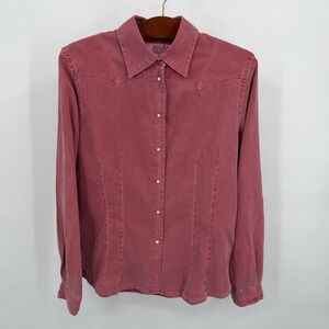 Ryan Michael Women's Size Small Pink Western Style Long Sleeve Snap Button Shirt